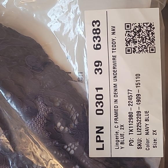 SAVAGE X FENTY FRAMED IN DENIM TEDDY NAVY BLUE SZ  2X - Picture 7 of 8